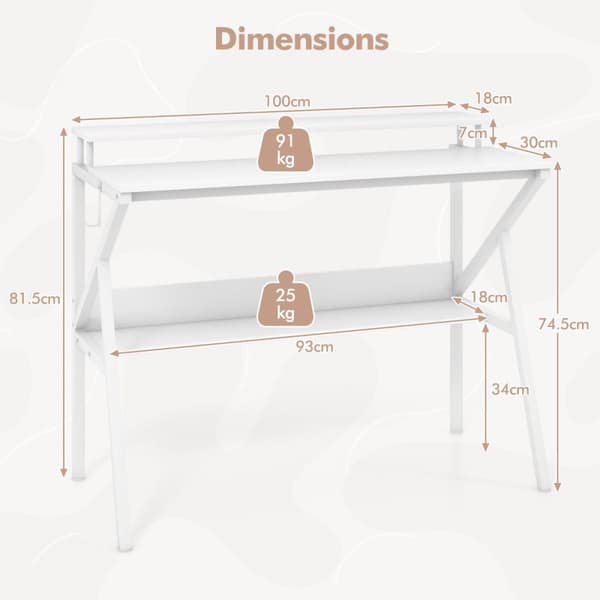 Computerskrivebord, 100x48x81.5 cm, Brun og Sort