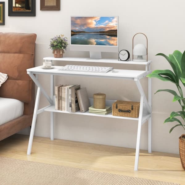 Computerskrivebord, 100x48x81.5 cm, Brun og Sort
