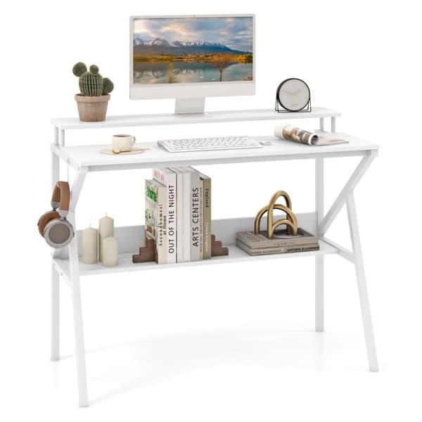 Computerskrivebord, 100x48x81.5 cm, Brun og Sort