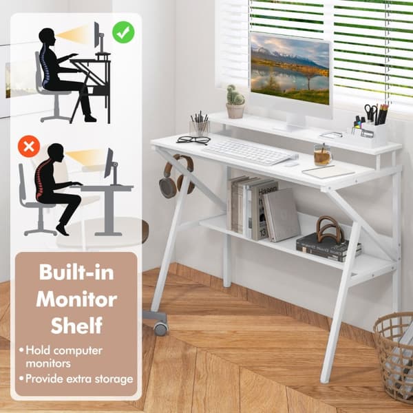 Computerskrivebord, 100x48x81.5 cm, Brun og Sort