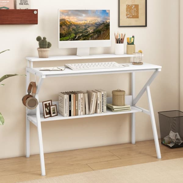 Computerskrivebord, 100x48x81.5 cm, Brun og Sort