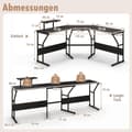 Miniatyrbillede 7 af 8: L-formet skrivebord, 148x148x91 cm, Rustikt brun