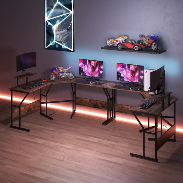 L-formet skrivebord, 148x148x91 cm, Brun