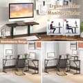 Miniatyrbillede 1 af 8: L-formet skrivebord, 148x148x91 cm, Brun