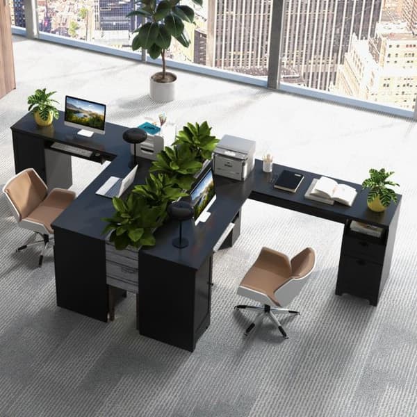 L-formet Computer Skrivebord, 168x168x76 cm, Sort