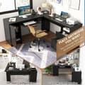 Miniatyrbillede 6 af 8: L-formet Computer Skrivebord, 168x168x76 cm, Sort