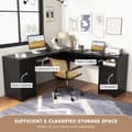 Miniatyrbillede 8 af 8: L-formet Computer Skrivebord, 168x168x76 cm, Sort
