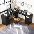 Miniatyrbillede 2 af 8: L-formet Computer Skrivebord, 168x168x76 cm, Sort