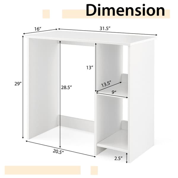 Hjemmearbejdsplads Skrivebord, 80x40x74 cm, Hvid