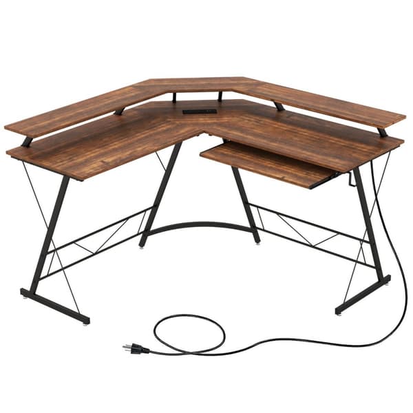 Hjørneskrivebord, 130x130x86 cm, Rustikt Brun