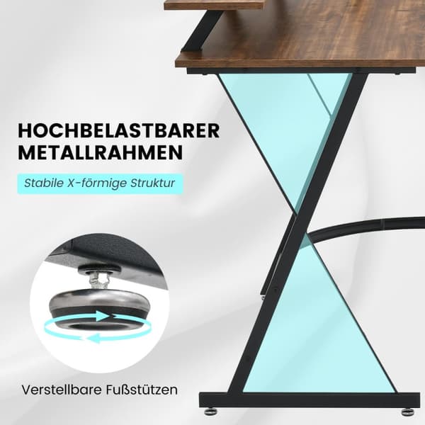 Hjørneskrivebord, 130x130x86 cm, Rustikt Brun