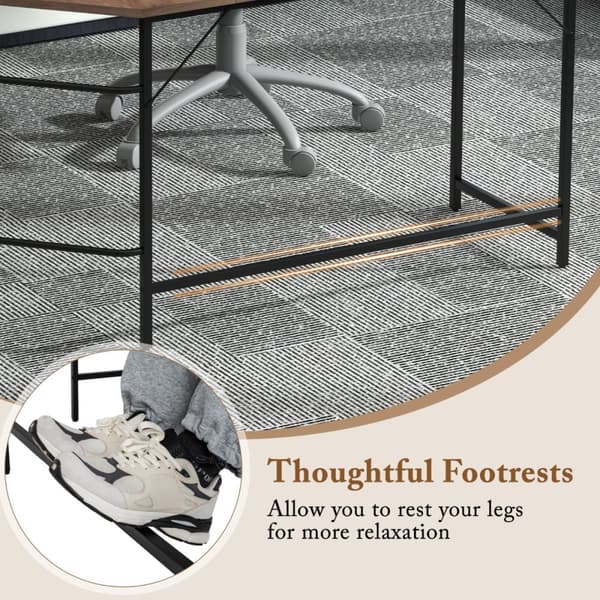 L-formet skrivebord, 138x138x75,5 cm, Sort/Brunt