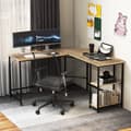 Miniatyrbillede 7 af 8: L-formet skrivebord, 138x138x75,5 cm, Sort/Brunt