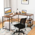 Miniatyrbillede 6 af 8: L-formet Skrivebord, 138x138x75.5 cm, Sort/Brunt