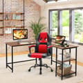 Miniatyrbillede 8 af 8: L-formet Skrivebord, 138x138x75.5 cm, Sort/Brunt