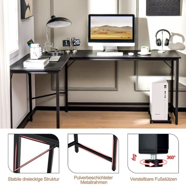 Computerskrivebord, 125x50x74.5 cm, 168x50x74.5 cm, Rustikt Brun