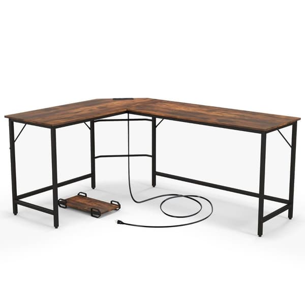 L-formet Computer Desk, 125x50x74.5 cm, 168x50x74.5 cm, Rustikt Brun