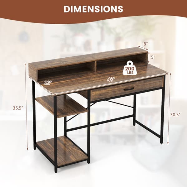 Datorskrivbord, 122x56x90 cm, Rustik Brun