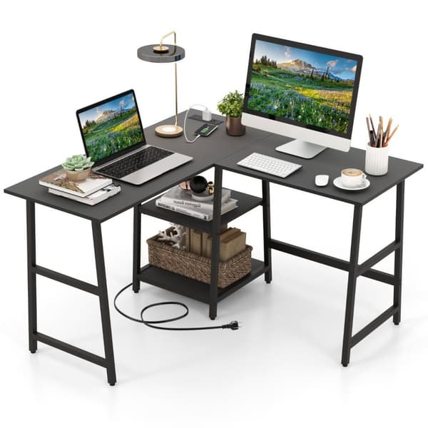 Skrivebord, 120x120x75 cm, Sort