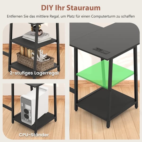 Skrivebord, 120x120x75 cm, Sort