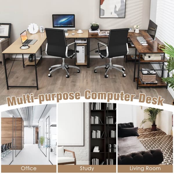 Computer Desk, 151x151x75 cm, Rustikt Brun/Sort/Grå
