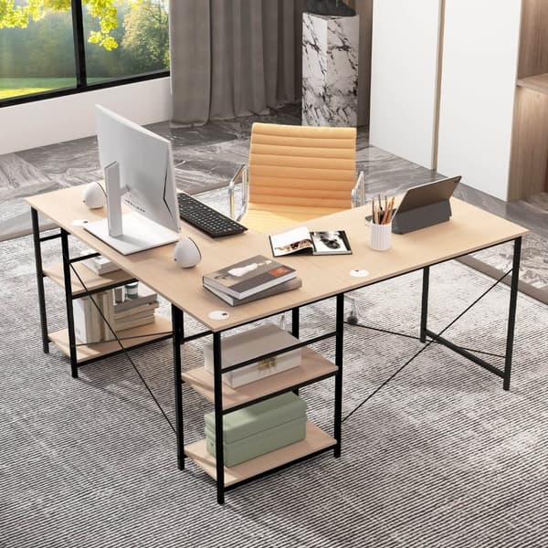 Computer Desk, 151x151x75 cm, Rustikt Brun/Sort/Grå