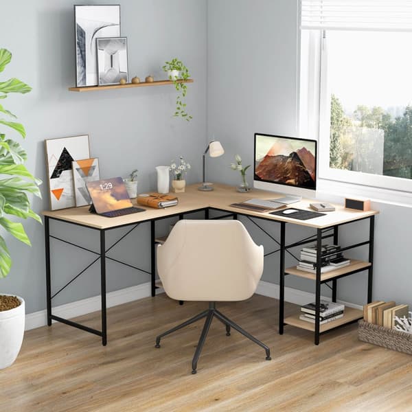Computer Desk, 151x151x75 cm, Rustikt Brun/Sort/Grå