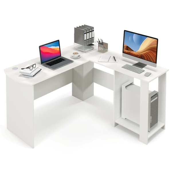Datorskrivbord, 130x130x74 cm, Vit