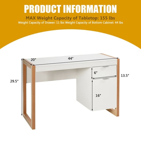 Datorskrivbord, 112x51x75 cm, Vit