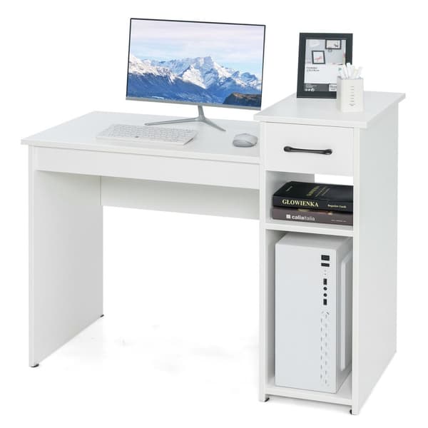 Computerskrivebord, 42,5"x20"x32,5", Hvid