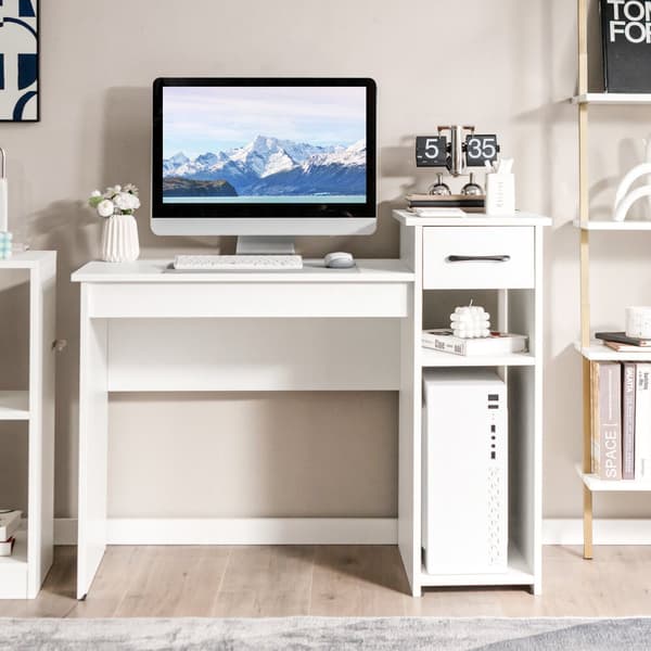 Computerskrivebord, 42,5"x20"x32,5", Hvid