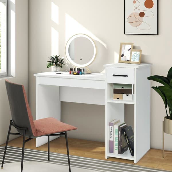 Computerskrivebord, 42,5"x20"x32,5", Hvid