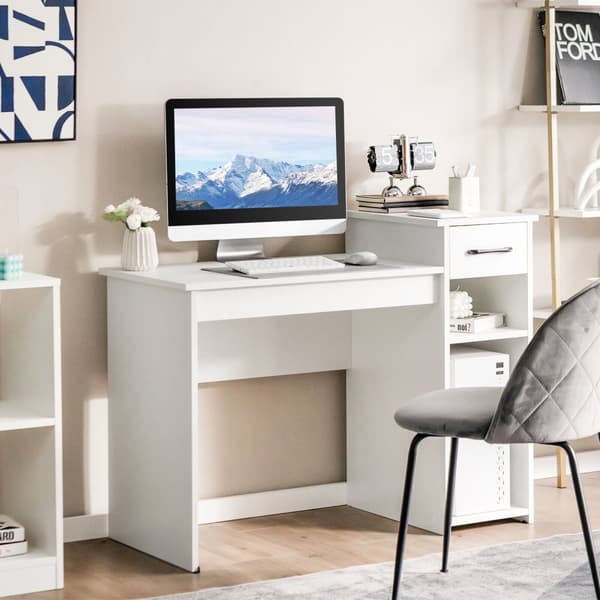 Computerskrivebord, 42,5"x20"x32,5", Hvid