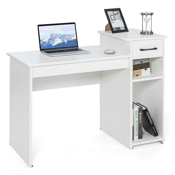Computerskrivebord, 42,5"x20"x32,5", Hvid