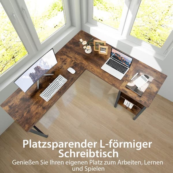 Skrivebord, 150x140x75 cm, Rustikt Brun
