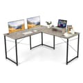 Miniatyrbillede 1 af 8: Computer skrivebord, 95 tommer 2-personers L-formet Langt Vendbart Computer Skrivebord med Monitorstander, 95x24x29 tommer, Grå