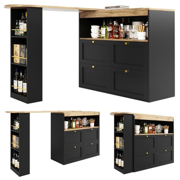 Barre som svänger 360° (kropp 105 x 39 x 102 cm) med 4 lådor och öppna hyllor för matrum/kontor/vardagsrum, etc.