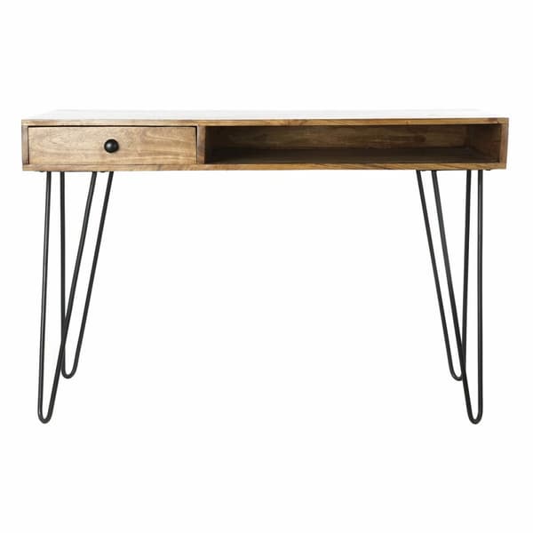Skrivbord DKD Home Decor 115 x 55 x 76 cm Naturell Svart Metall
