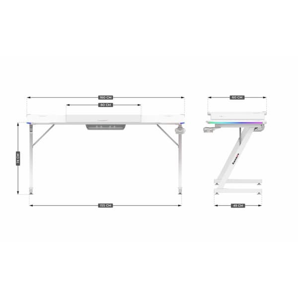 Skrivbord Huzaro HZ-Hero 4.8 RGB White Vit