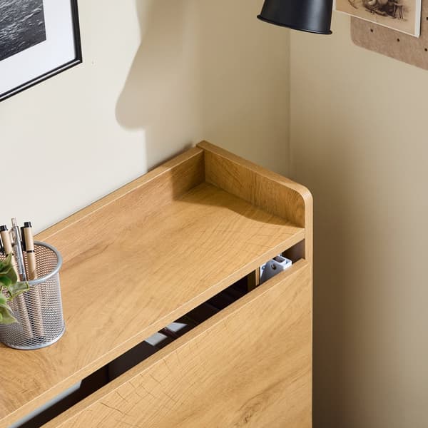 SoBuy Fällbart skrivbord med hyllor – Perfekt för små utrymmen | 63x58x82cm Natur FWT92-N