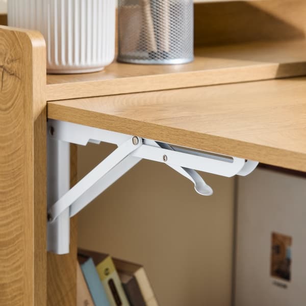 SoBuy Fällbart skrivbord med hyllor – Perfekt för små utrymmen | 63x58x82cm Natur FWT92-N