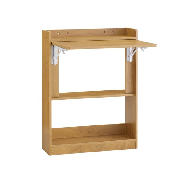 SoBuy Fällbart skrivbord med hyllor – Perfekt för små utrymmen | 63x58x82cm Natur FWT92-N