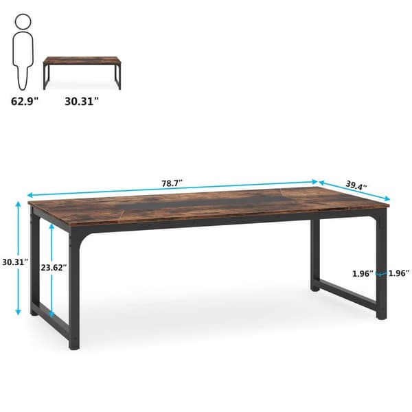 Tribesigns tietokonepöytä, työpöytä, 180 x 90 x 77 cm, työpöytä, teollinen tyyli, rustiikkinen ruskea ja musta