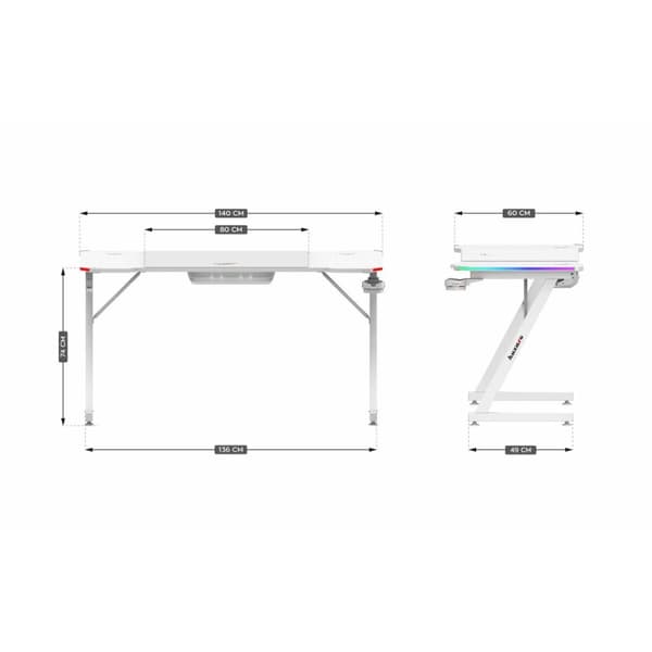 Skrivbord Huzaro HZ-Hero 3.3 White RGB Vit