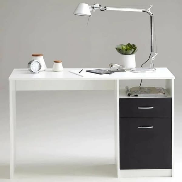 Skrivbord FMD JACKSON Vit Svart 123 x 76,5 x 50 cm Trä