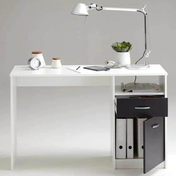 Skrivbord FMD JACKSON Vit Svart 123 x 76,5 x 50 cm Trä