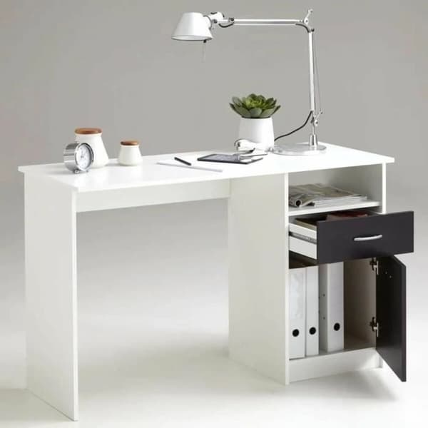 Skrivbord FMD JACKSON Vit Svart 123 x 76,5 x 50 cm Trä