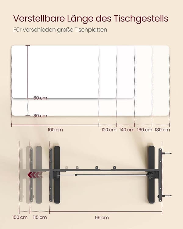 Rootz höjdjusterbar skrivbordsram - elektriskt stående skrivbord - sit -standdisk bas - tyst drift - 58,5 x (80-150) x (72-118) cm