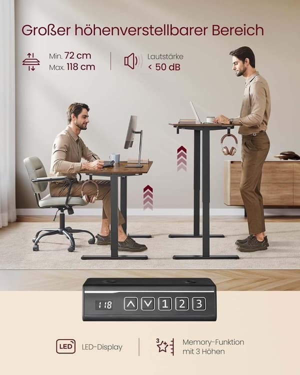 Rootz höjdjusterbar skrivbordsram - elektriskt stående skrivbord - sit -standdisk bas - tyst drift - 58,5 x (80-150) x (72-118) cm