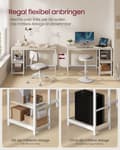 Miniatyrbild 3 av 6: Rootz träskrivbord med 2 hyllor - kontorsbord - arbetsstation - rymdbesparande - 60 cm x 120 cm x 76 cm